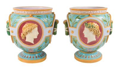 Lot 3338 - Pair of Mintons Majolica Allegorical...
