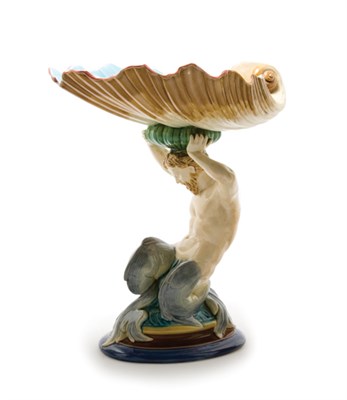 Lot 3330 - Minton Majolica Centerpiece With a shell-form...