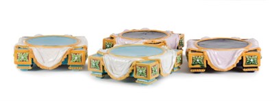 Lot 3361 - Two Pairs of Minton Majolica Stands Comprising...