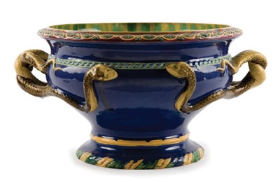 Lot 4247 - English Majolica Two-Handled Jardiniere Of...