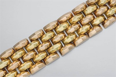 Lot 387 - Wide Two-Color Gold Bracelet