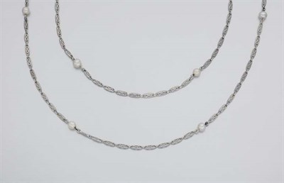 Lot 400 - Long Platinum and Pearl Chain