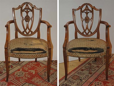 Lot 229 - Pair of George III Style Fruitwood Shield Back...