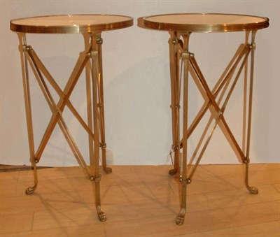 Lot 588 - Pair of Empire Style Marble Top Gilt-Bronze...