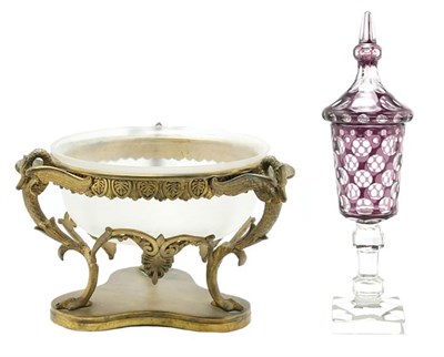 Lot 303 - Bohemian Amethyst Cut to Clear Glass Pokal;...