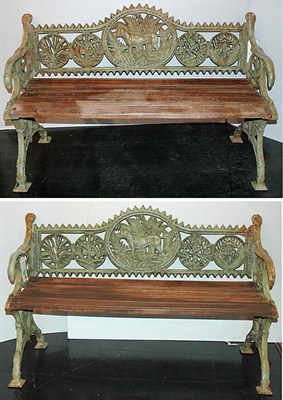 Lot 178 - Pair of Victorian Style Green Painted Iron and...