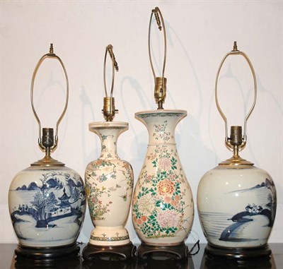 Lot 122 - Group of Four Asian Ceramic Lamps Including a...
