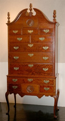 Lot 174 - Federal Style Cherry Highboy Height 7 feet 4...