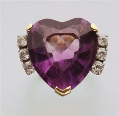 Lot 2241 - Gold and Amethyst and Diamond Ring
