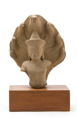 Lot 183 - Khmer Sandstone Naga Buddha In the Angkorwat...