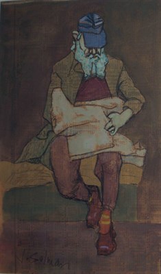 Lot 2291 - Joseph Solman American, b. 1909 Reading on the...