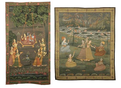 Lot 123 - Two Indian Painted Cloths Each depicting...