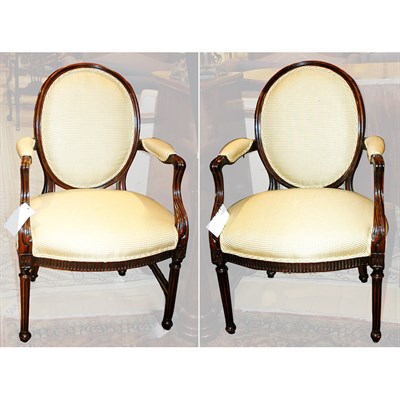 Lot 375 - Pair of George III Style Mahogany Armchairs