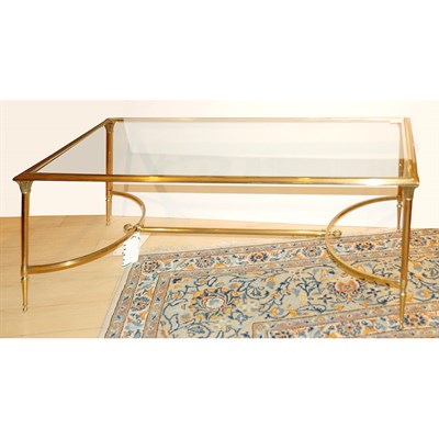 Lot 475 - Brass and Glass Low Table Height 17 inches,...