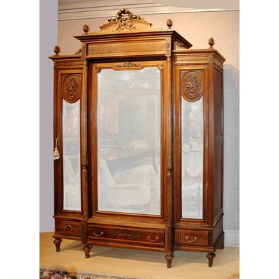 Lot 179 - Louis XVI Style Mirrored Door Walnut Armoire...