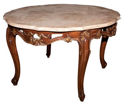 Lot 142 - Louis XV Style Marble Top Mahogany Low Table...