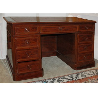 Lot 425 - George III Style Mahogany Pedestal Desk Height...