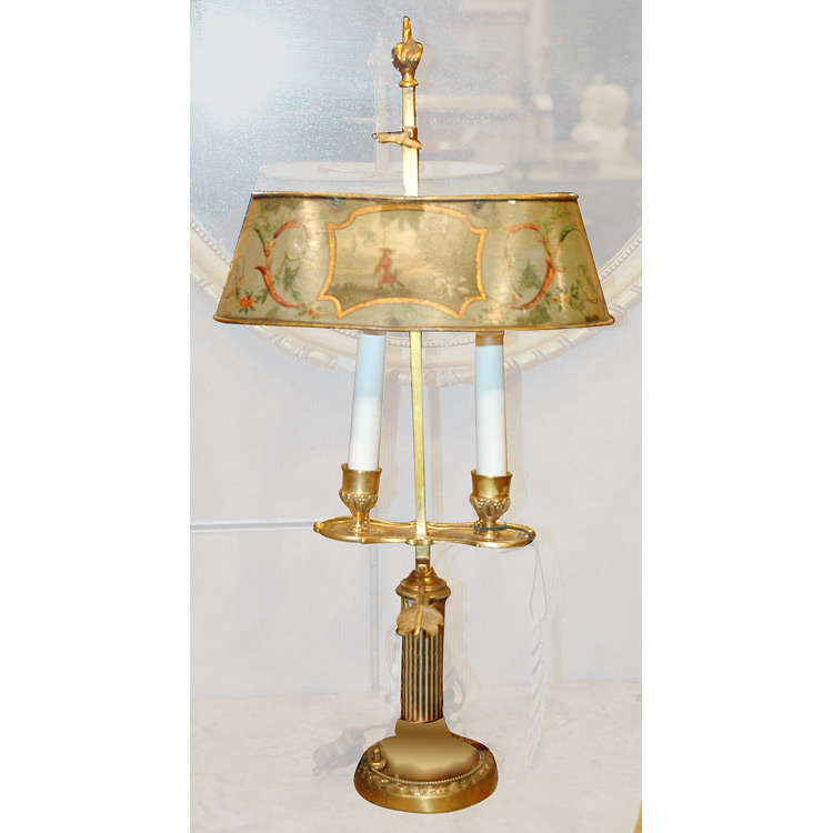Lot 440 - Louis XVI Style Bouillotte Lamp With a painted...