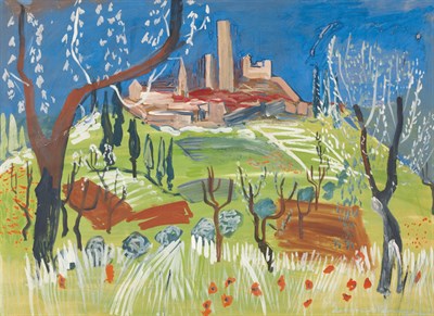 Lot 6 - Ludwig Bemelmans American, 1898-1962 Hill Town...