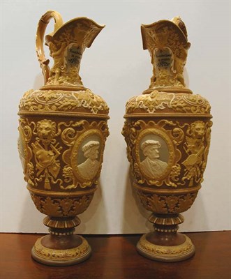 Lot 508 - Companion Pair of Mettlach Stoneware Ewers...