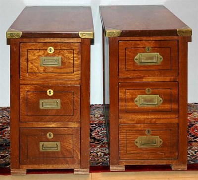 Lot 157 - Pair of Campaign Style Brass Mounted Mahogany...