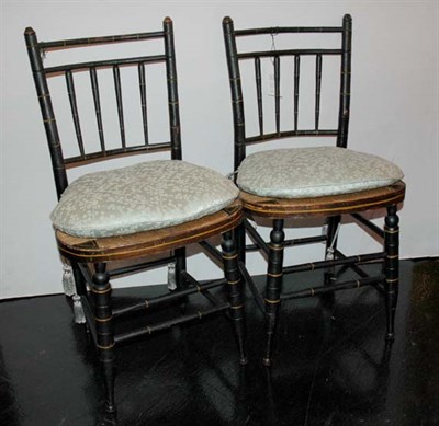 Lot 127 - Pair of Federal Style Black Painted Rush Seat...