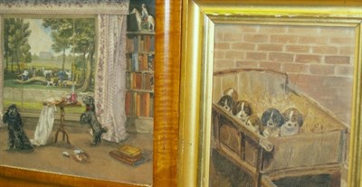 Lot 101 - Four Decorative Dog Pictures One oil on board,...