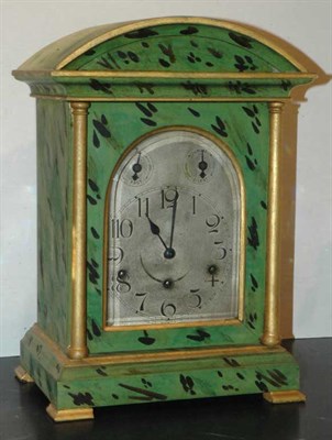 Lot 1486 - Georgian Style Green Painted Bracket Clock...