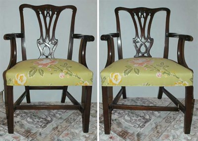 Lot 1483 - Pair of George III Style Mahogany Open Armchairs