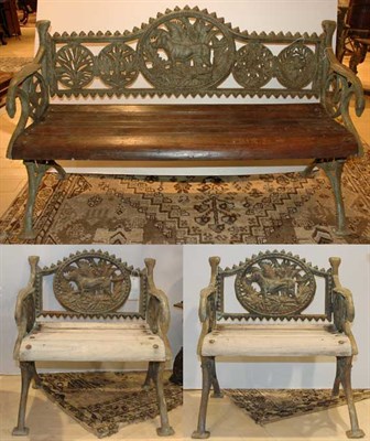 Lot 1237 - Pair of Victorian Style Cast Iron and Wood...