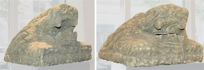 Lot 1544 - Pair of Carved Stone Foo Dogs
