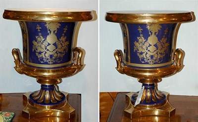 Lot 244 - Pair Neoclassical Style Gilt Decorated Cobalt...