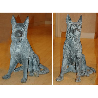 Lot 11 - Pair of Cast Iron Figures of German Shepards...