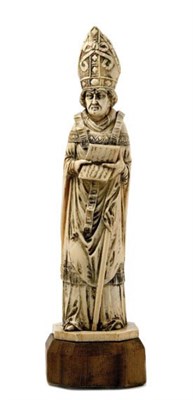 Lot 3318 - Continental Carved Ivory Figure of a Bishop...