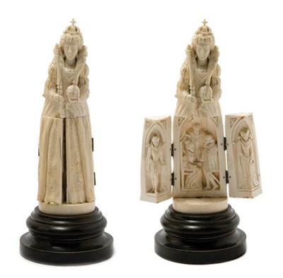 Lot 3317 - Continental Carved Ivory Figural Triptych In...