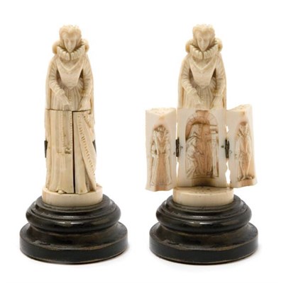 Lot 3323 - Continental Carved Ivory Figural Triptych In...