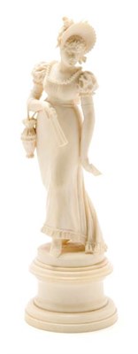 Lot 3321 - Continental Carved Ivory Figure of a Victorian...