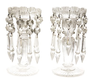Lot 313 - Pair of Georgian Style Cut Glass Lustres...