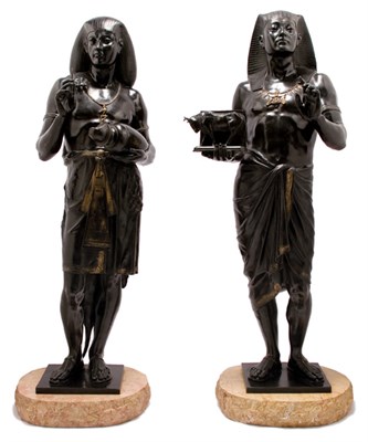 Lot 4334 - Pair of Gilt and Patinated-Bronze Figures of...