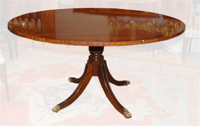 Lot 292 - Regency Style Banded Mahogany Pedestal Dining...