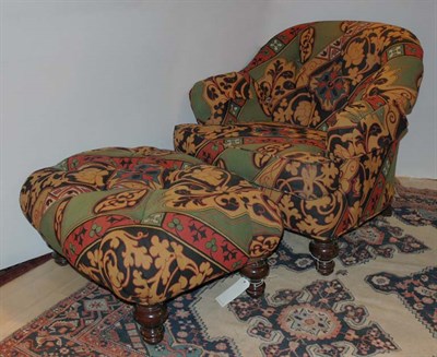 Lot 326 - Button Tufted Tapestry Upholstered Club Chair...