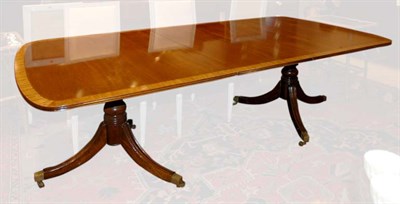 Lot 370 - Regency Style Banded Mahogany Double-Pedestal...