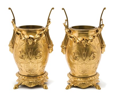 Lot 4451 - Pair of Empire Style Gilt-Metal Wine Coolers...