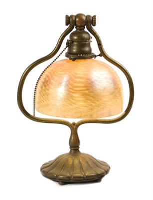 Lot 3274 - Tiffany Studios Bronze and Favrile Glass Harp...