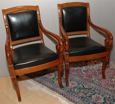 Lot 334 - Set of Twelve Empire Style Walnut Armchairs