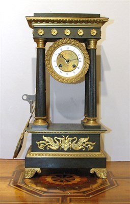 Lot 432 - French Gilt and Patinated-Metal Portico Clock...