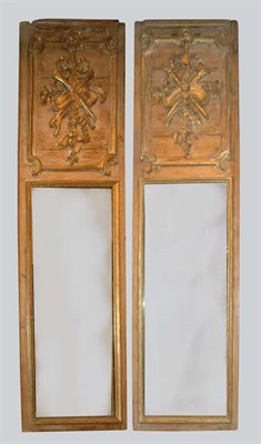 Lot 643 - Pair of Louis XVI Style Parcel Gilt Trumeaux...
