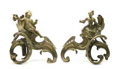Lot 3382 - Pair of Louis XV Style Gilt-Bronze Figural...