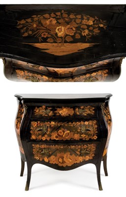 Lot 3546 - Louis XV Style Marquetry Inlaid and Black...