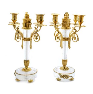 Lot 3391 - Pair of Empire Style Gilt-Metal Mounted Rock...